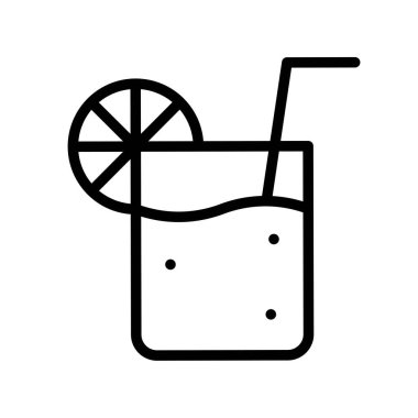 Portakal suyu vektörü, tropikal ilgili hat stili simgesi