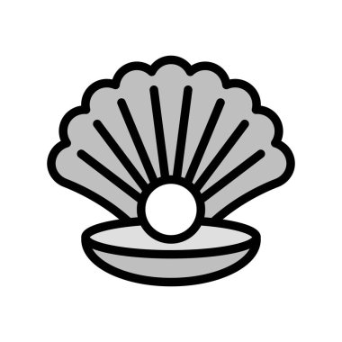 Inci vektör, tropikal ilgili dolu stil simgesi ile Seashell