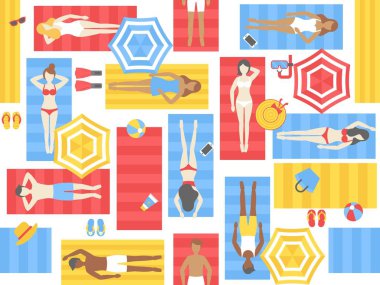 Güneşlenme sorunsuz desen, plaj mat farklı insanlar