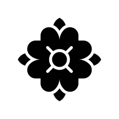 Tropikal çiçek vektörü, tropikal ile ilgili katı stil simgesi