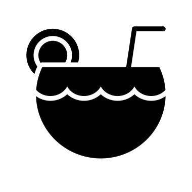 Hindistan cevizi suyu vektör, tropikal ilgili katı stil simgesi