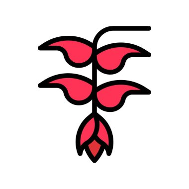 Heliconia çiçek vektör, tropikal ilgili dolu stil simgesi