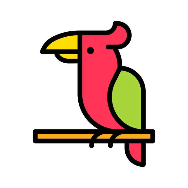 Vettore pappagallo, icona di stile riempito relativa tropicale — Vettoriale Stock