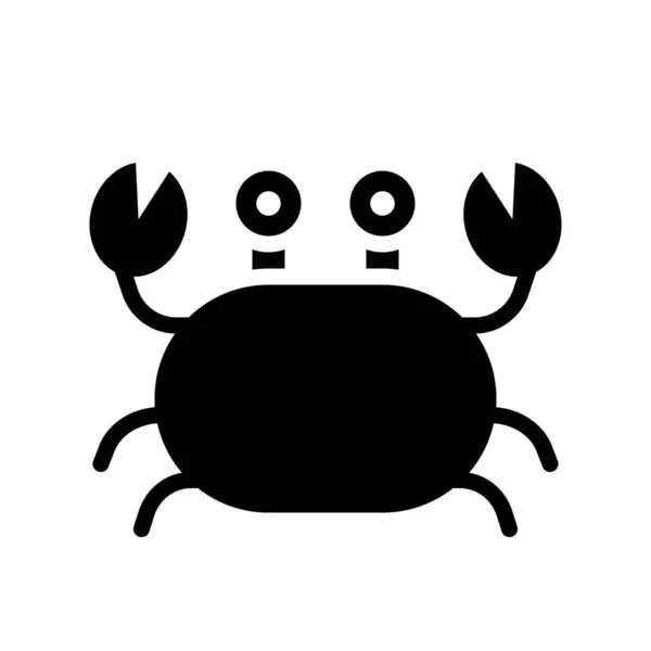 Vektor kepiting, ikon gaya padat terkait tropis - Stok Vektor