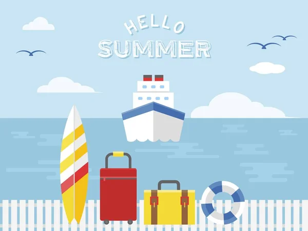 Summer vacation, Cruise ship travel vector illustration