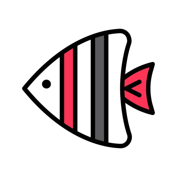 바다 물고기 벡터, 열대 관련 채워진 스타일 아이콘 — 스톡 벡터