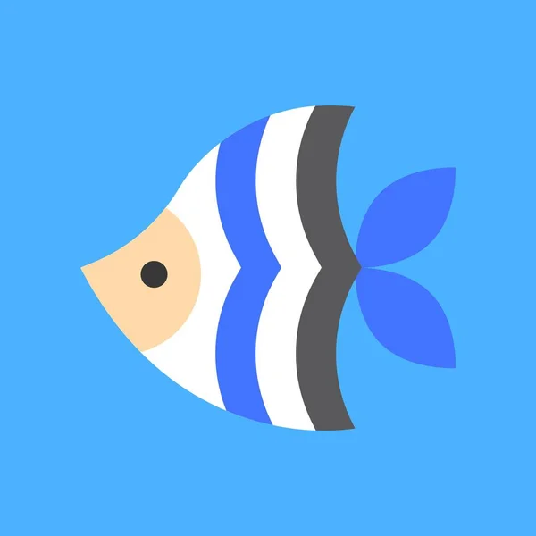 Meer Fisch Vektor, tropisch verwandte flache Stil-Ikone — Stockvektor