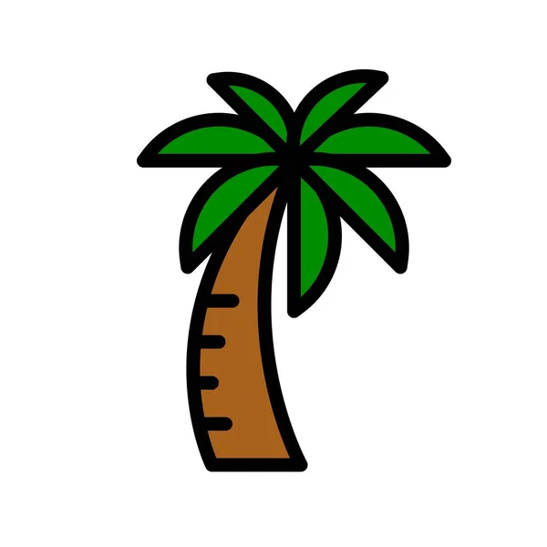 Palm Tree vector, tropisch gerelateerde gevulde stijl pictogram — Stockvector