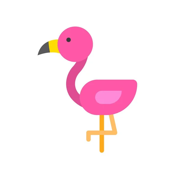 Flamingo-Vektor, tropisch verwandte flache Stilikone — Stockvektor