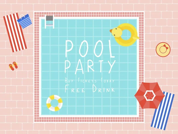 Pool Party, topputsikt pool vektor — Stock vektor