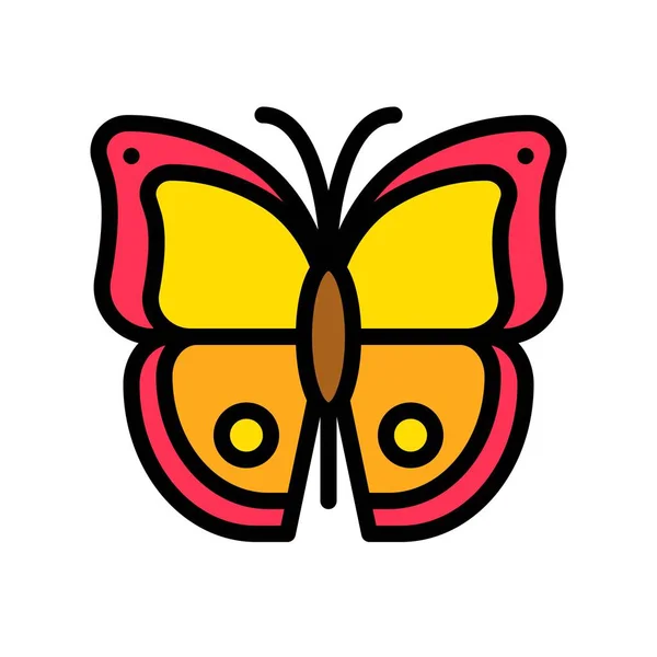 Vetor de borboleta, ícone de estilo preenchido relacionado tropical — Vetor de Stock
