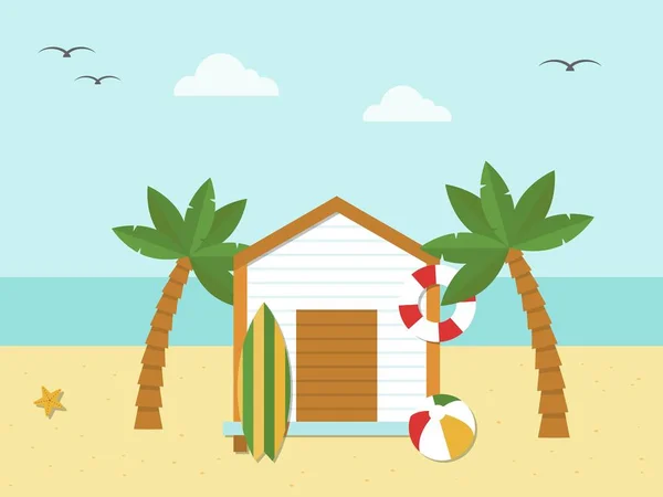 Zomer vakantie, bungalow op het strand vector — Stockvector