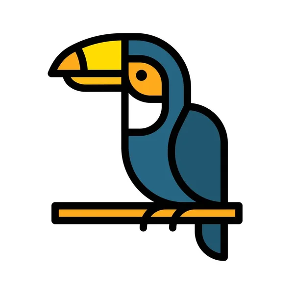 Hornbill vecteur, icône de style rempli liée tropicale — Image vectorielle