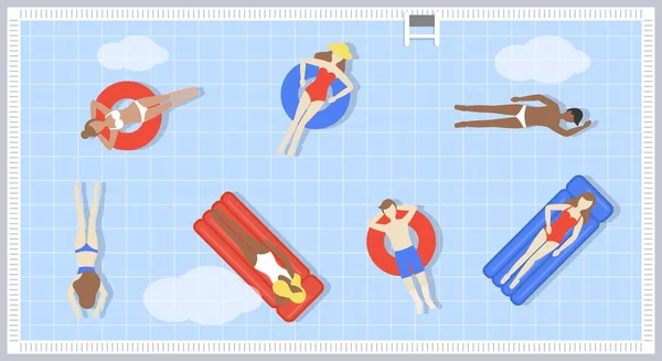 Zomer vakantie, bovenaanzicht zwembad vector — Stockvector