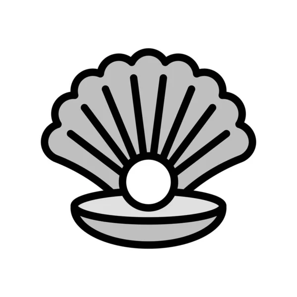 Coquille de mer avec vecteur perle, icône de style rempli liée tropicale — Image vectorielle
