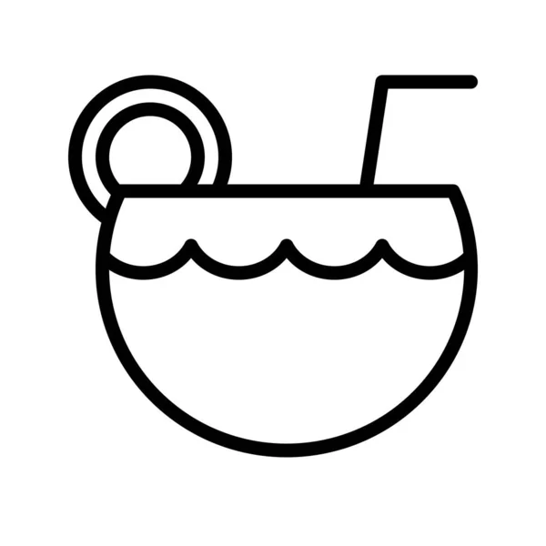 Vettore del succo di cocco, icona dello stile tropicale correlata alla linea — Vettoriale Stock