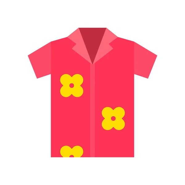 Vetor de camisa de verão, ícone de estilo plano relacionado tropical — Vetor de Stock