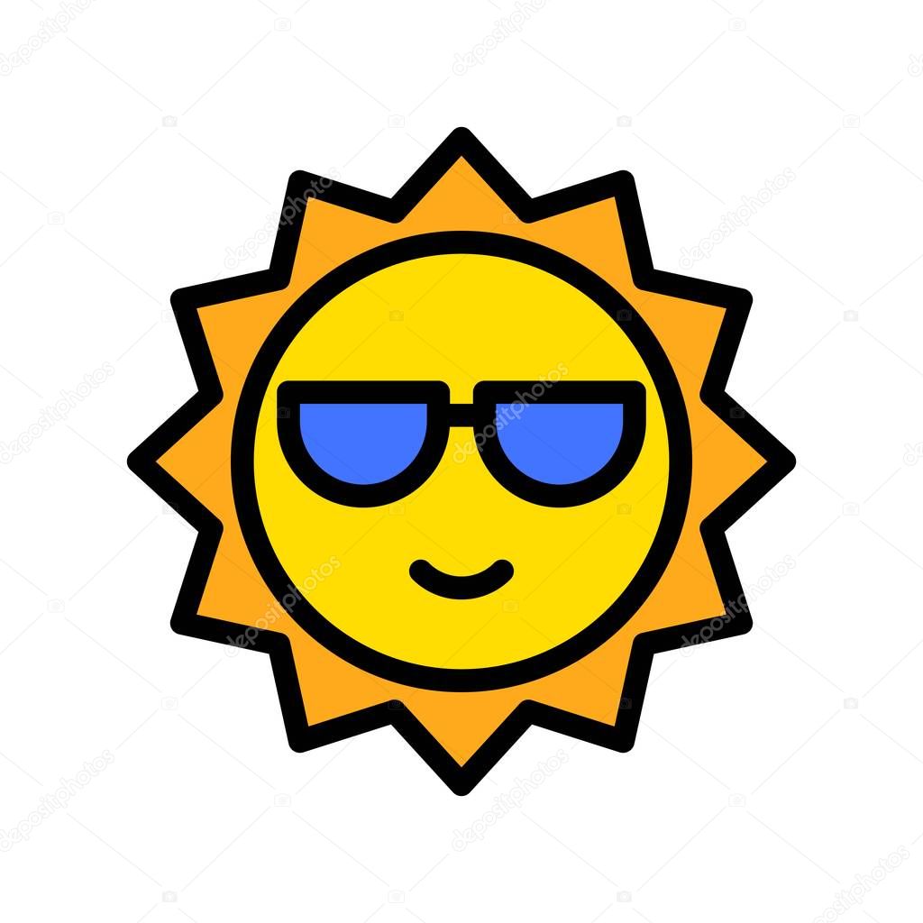 Sun vector, tropical related filled style icon