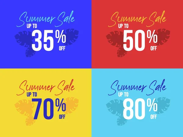 Summer Sale poster set, 35 to 80 percent — Stock Vector