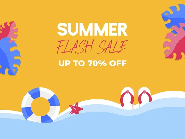 Summer Flash Sale, Summer elements on the beach — Stock Vector
