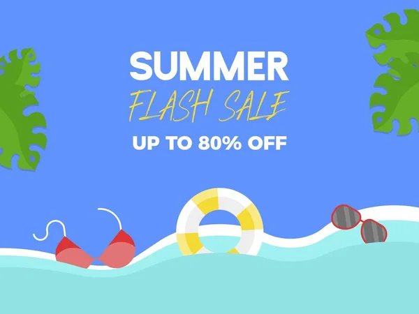 Summer Flash Sale, Summer elements on the beach — Stock Vector