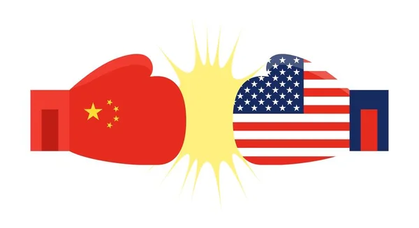 Боксерські рукавички розписані прапором Китаю і боксерські рукавички розмальовані об'єднатися — стоковий вектор