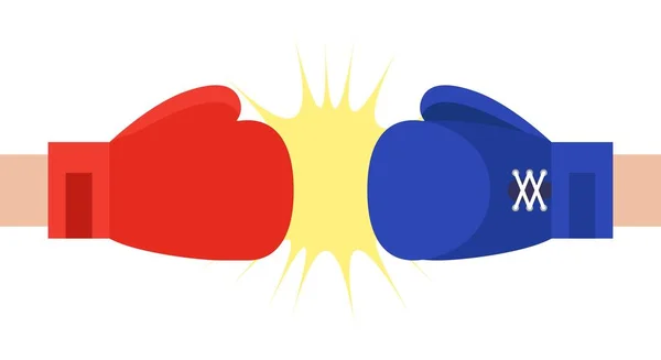 Rote und blaue Boxhandschuhe Vektor Illustration — Stockvektor