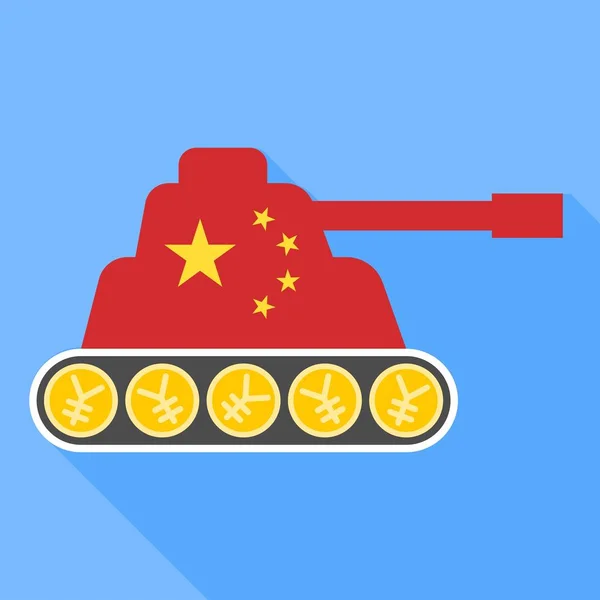 탱크 벡터에 그려진 중국 국기 — 스톡 벡터