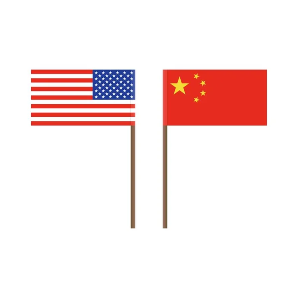 Прапор Китаю і прапор Сполучених Штатів — стоковий вектор