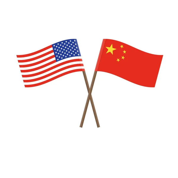 Прапор Китаю перетнув і прапор Сполучених Штатів — стоковий вектор