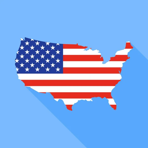 Karte der Vereinigten Staaten mit langer Schattenvektorabbildung — Stockvektor