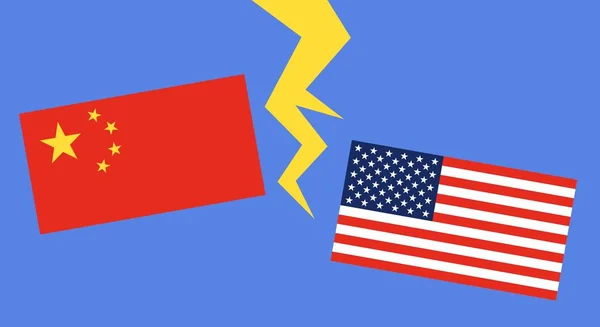 Bandera de China y Bandera de Estados Unidos — Vector de stock