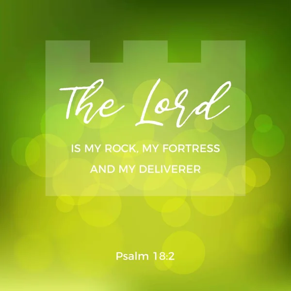 Citação bíblica do Salmo 18-2: O Senhor é a minha rocha, a minha fortaleza, um — Vetor de Stock