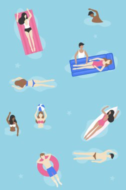 Merhaba Yaz, Yüzme havuzu vektör insanlar