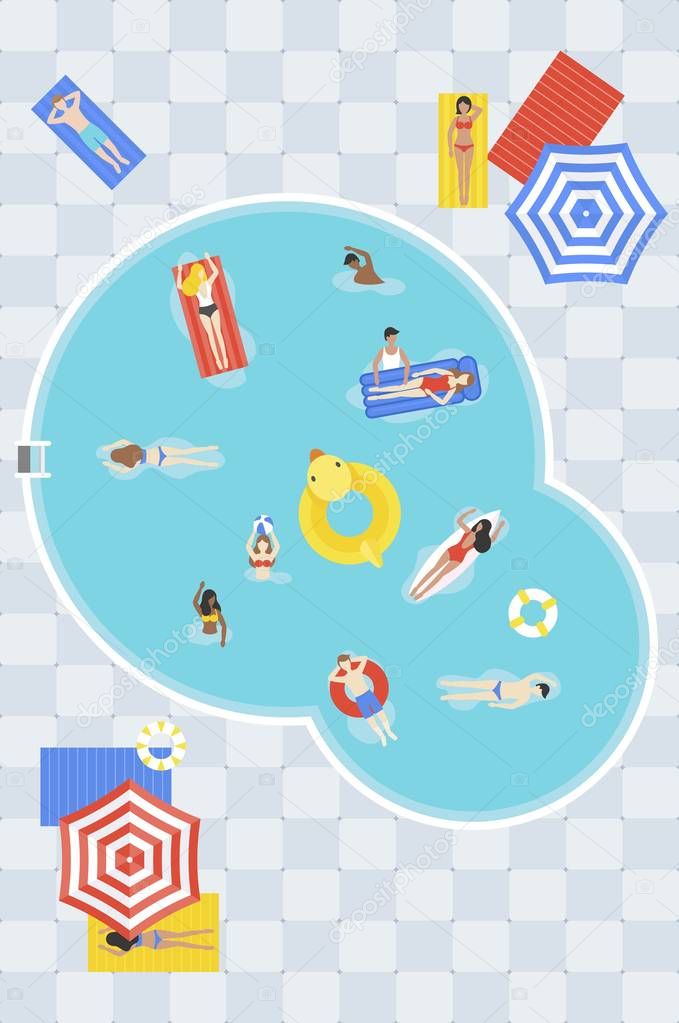 Summer Holiday, Top view Swimming pool vector