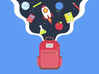 Okula geri dön poster şablonu, vektör çizimi