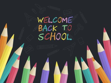 Okula geri dön, Renkli Kalem poster şablonu