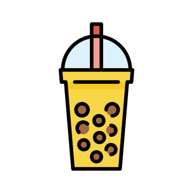 Kabarcık çay veya Pearl süt çay simge dolu