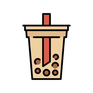 Kabarcık çay veya Pearl süt çay simge dolu