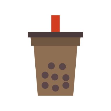 Kabarcık çay veya Pearl süt çay düz simgesi