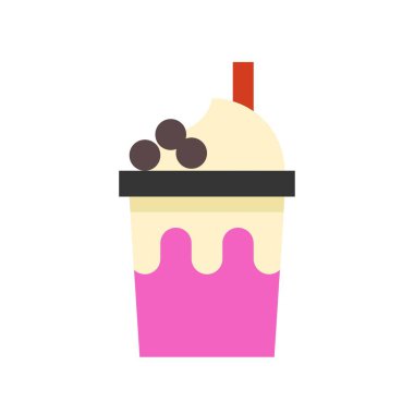 Kabarcık çay veya Pearl süt çay düz simgesi