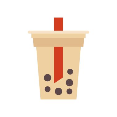 Kabarcık çay veya Pearl süt çay düz simgesi