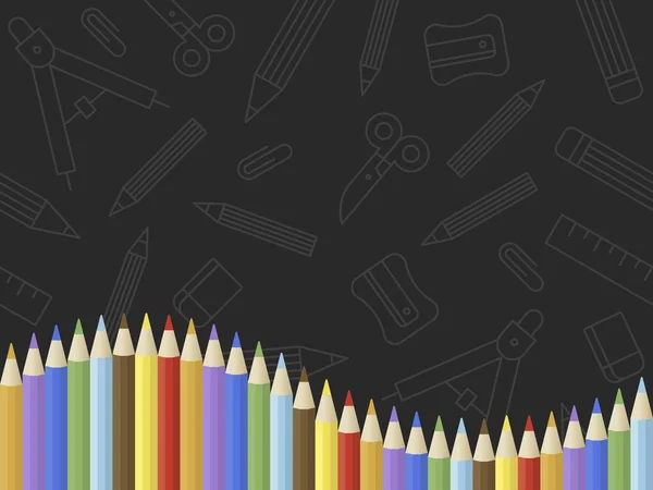 Voltar para a escola, Modelo de cartaz de lápis colorido —  Vetores de Stock