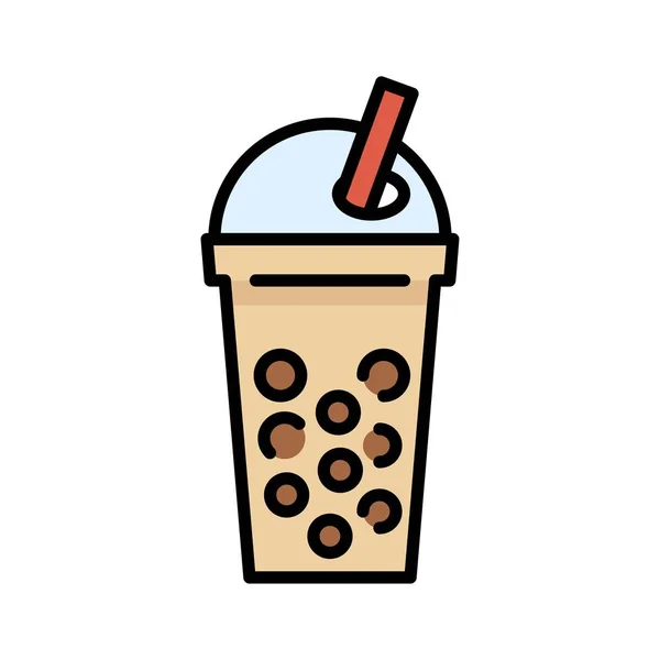 Bubble tea or Pearl milk tea filled icon — Stock Vector