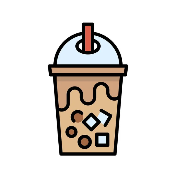 Bubble tea or Pearl milk tea filled icon — Stock Vector