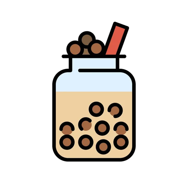 Thé à bulles ou thé au lait perlé icône remplie — Image vectorielle