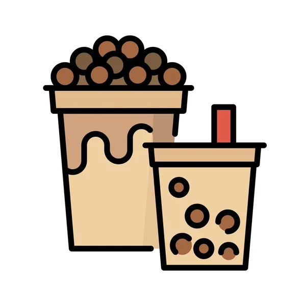 Bubble tea or Pearl milk tea filled icon — Stock Vector