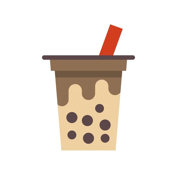 Bubble tea or Pearl milk tea flat icon — Stock Vector