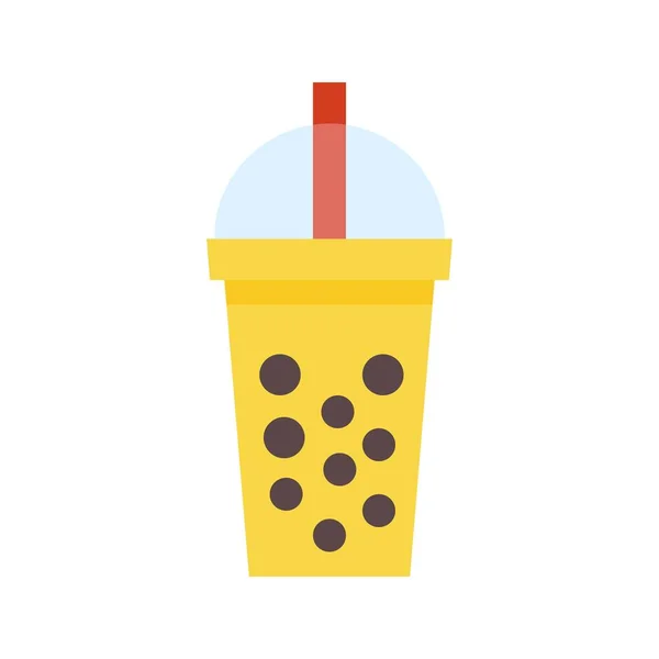 Thé à bulles ou thé au lait perlé icône plate — Image vectorielle