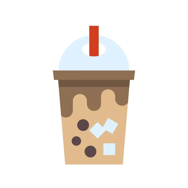 Bubble Tea oder Perlmilchtee Flaches Symbol — Stockvektor